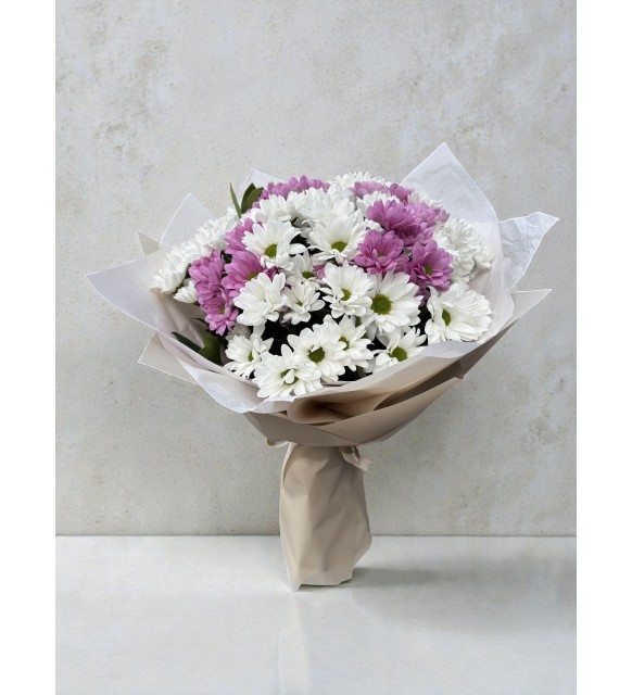 Lilac Daisy – Beyaz & Lila Papatya Buketi